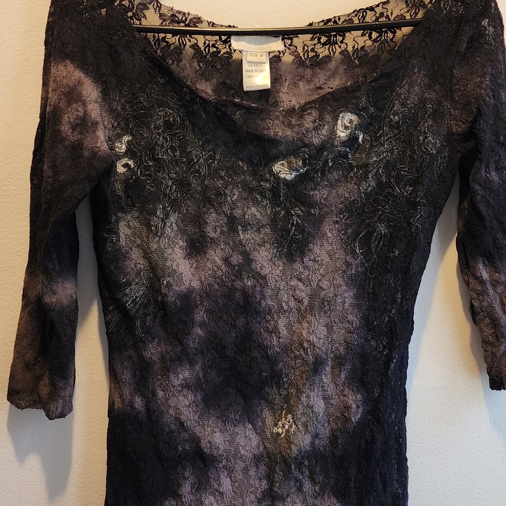 Diesel Black and Purple Lace Blouse
